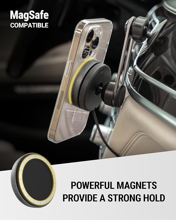 Scosche Qi2 MagSafe Car Mount Charger, 15W Wireless Magnetic Phone Holder for Car Dash, Vent & Tesla Display, Secure Grip, 4ft Cable, Fast Charging Compatible with MagSafe iPhone & Samsung Galaxy S25