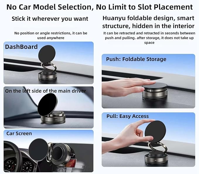 Vacuum Magnetic Car Phone Holder 360° Adjustable Foldable Portable Magnetic Phone Holder for Car for Car/Gym/Mirror/Smooth Surface Suction Cup Phone Mount Compatible for All Smartphones (Volcanic Red)