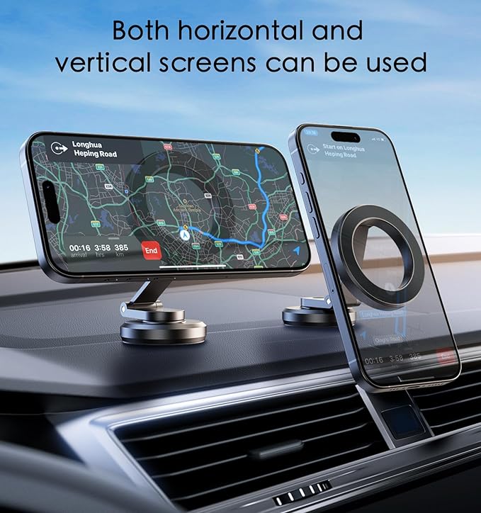 JUHOO Phone Holder for Car Magnetic Rotatable and Retractable, Fits iPhone 15, 14, 13, 12, Pro, Mini, MagSafe Case