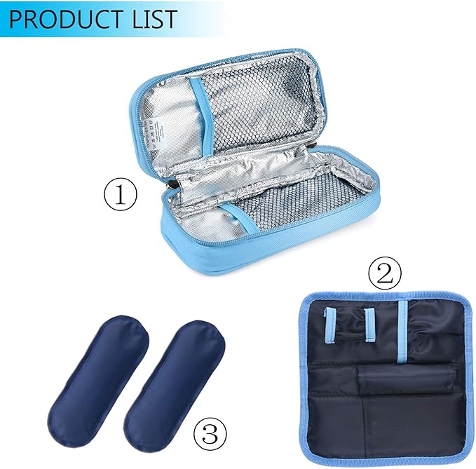 Goldwheat Portable Insulin Cooler Travel Case Diabetes Medication Organizer Medical Cooler Bag with 2 Ice Packs