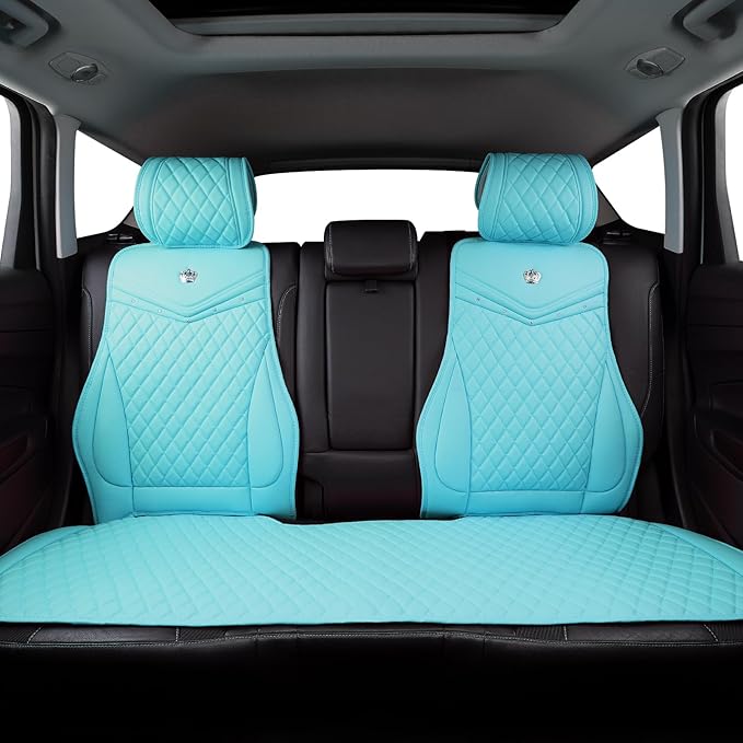Flying Banner car seat Covers seat Cushions Luxe Fit Faux Leather Easy Installation Vehicles Non Slip Premium (Solid Mint Green, Full Set)