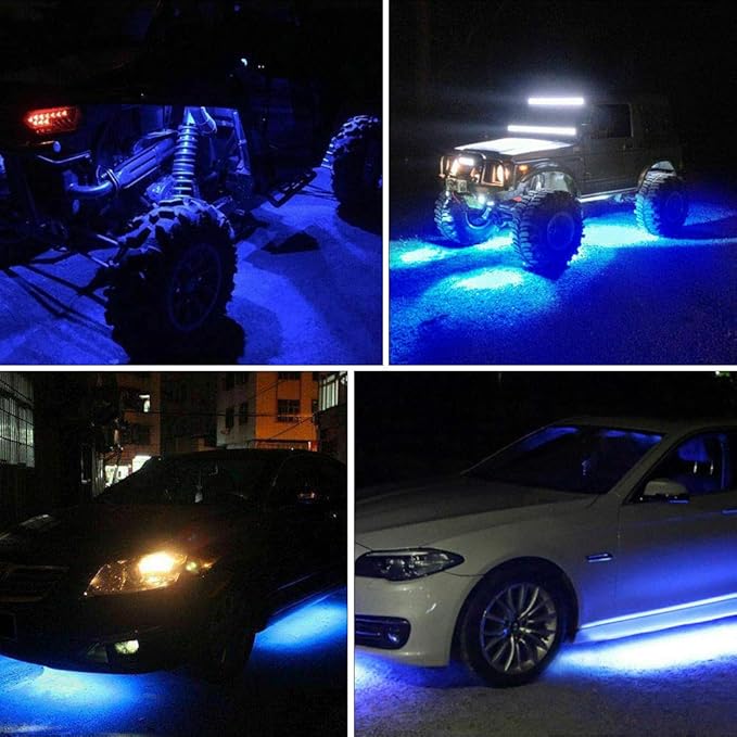 4 Pods LED Rock Light for Jeep ATV SUV Offroad Car Truck Boat Underbody Glow Trail Rig Lamp Underglow LED Neon Lights Waterproof 12V 24V - Blue