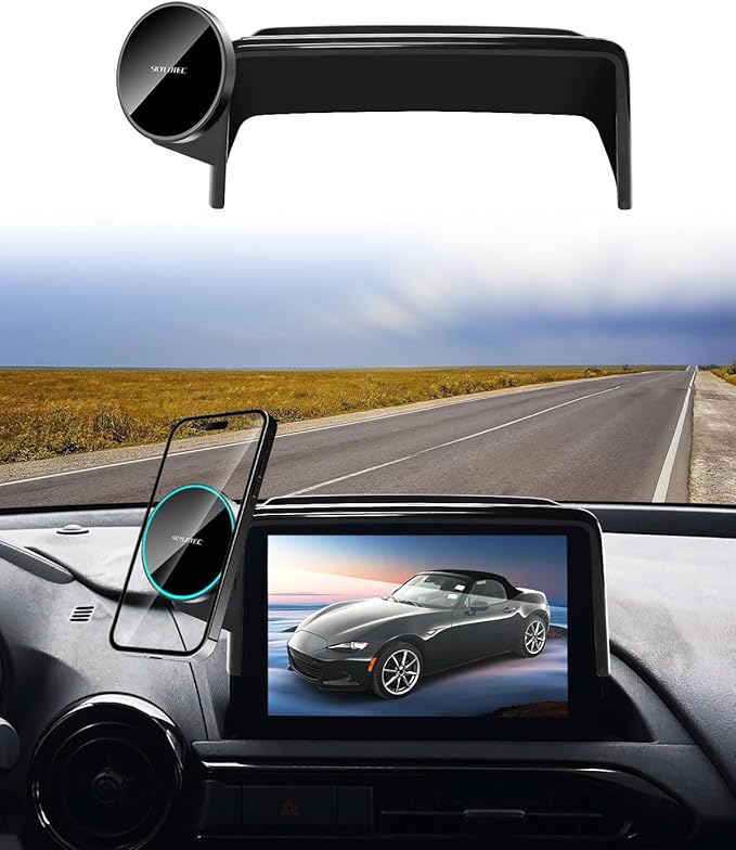 Phone Holder for Mazda 3 2014-2016/CX-3 2016-2021/MX-5 MX5 Miata 2016-2023 Accessories 7-Inch Screen, Car Magnetic Phone Mount Compatible with MagSafe, Magnets Fast Wireless Charger Phone Base