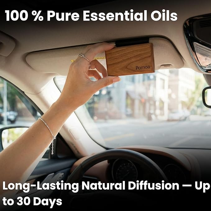 Car Air Freshener - Wood Air Freshener Refill - INCLUDED Premium Leather Clips - Car Odor Eliminator for Visor Clip - Long Lasting Scent - Vehicle Scent Diffuser for Cabin, Truck & SUVs - Pack of 3