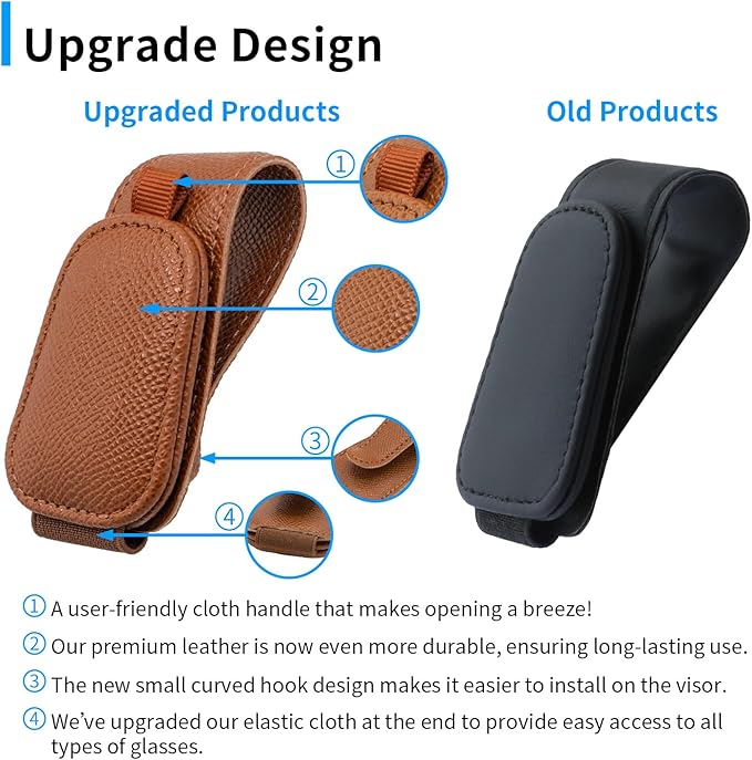 Yuoyar 2 Packs Magnetic Sunglass Holder for Car Visor - Universal Sunglasses Clip for Different Size Eyeglasses - Convenient Interior Car Accessories (Brown)