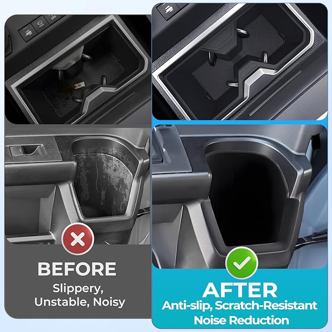 Cup Holder Inserts for Toyota 4Runner 6th Gen 2026 2025, Front & Rear TPE Center Console Interior Accessories Cup Holders Covers Protector for 2025-2026 4 Runner, Black