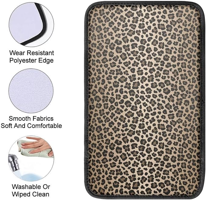 JoyLamoria Leopard Print Car Armrest Cushion Cover Center Console Box Pad Car Accessories