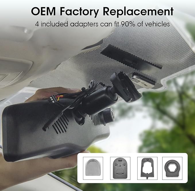 KBD Car OEM Rear View Mirror Dash Cam with SD, 2K Front and 1080P Rear 9.66'' with Back Up Camera, Touch Screen, Superior Night Vision, G-Sensor, Parking and Reversing Assistance