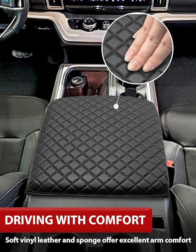KBH Center Console Armrest Cover for 2025 2026 Ford Expedition, Bucket Seat, Durable Arm Rest Cover for Car, Thick Cushion Pad, Black