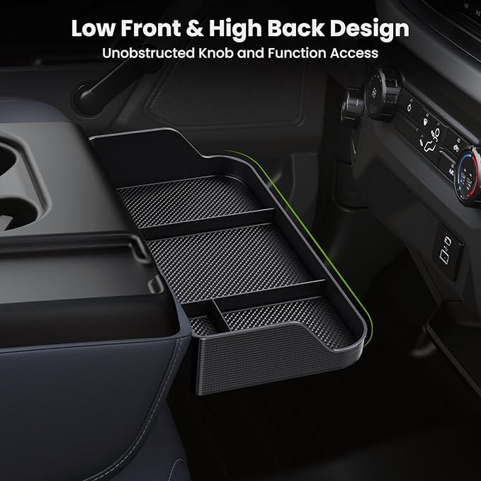 Front Center Console Organzier Headrest Tray Compatible with 2011-2025 2026 Ford F150 F250 F350 F450 F550 F650, Jump Seat Storage Container Box Armrest Table Desk Insert Accessories (Jump Seat Only)