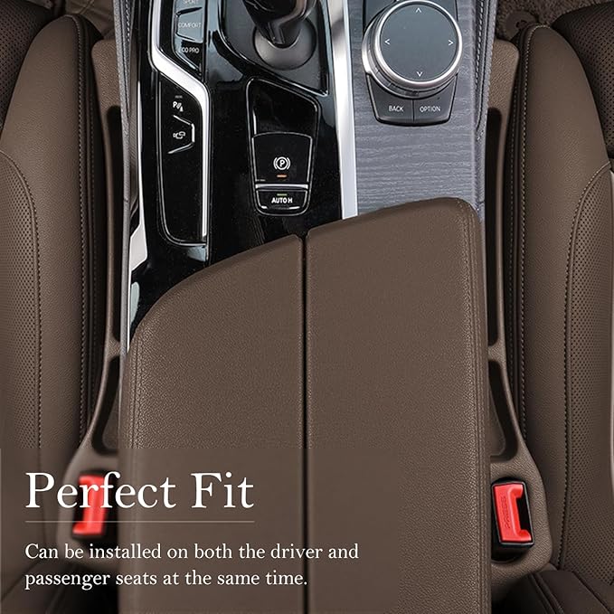 Car Seat Gap Filler 2-Pack, Universal Car Seat Gap Filler Organizer, Seat Gap Plug – Fills Gap Between Seat & Console (Brown)