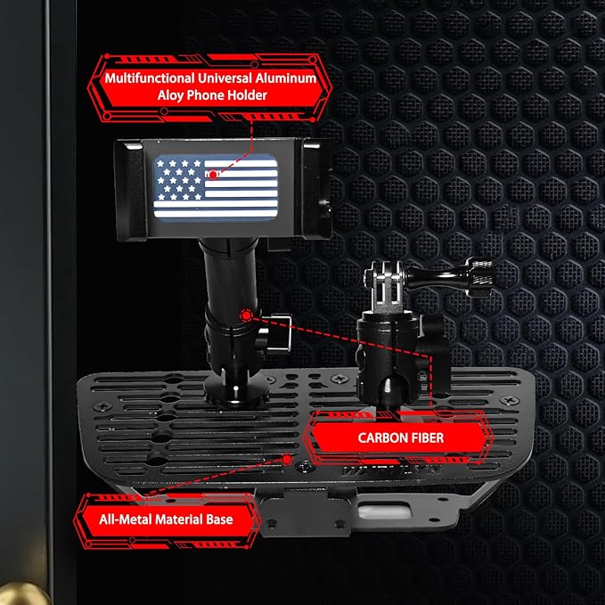 WXRYLYN 2Ways 2011-2018 Wrangler JK Pure Metal Dash Phone Mount Phone Holder for 2011-2018 J eep Wrangler JL Metal Dash Platform Go P ro Phone Mount