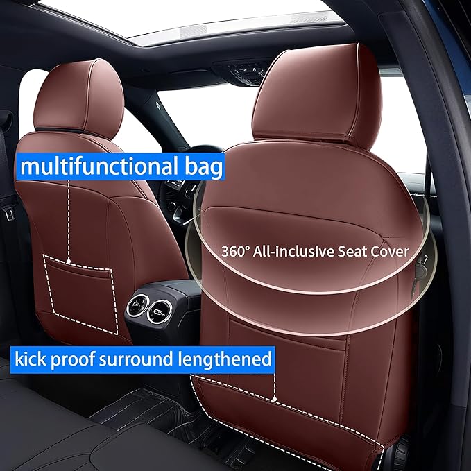 AOMSAZTO Custom Fit Seat Covers for Honda Civic Hatchback 2022 2023 2024 Sport/LX &Hatchback Hybrid Sport 2025 Full Set Faux Leather Seats Cover Burgundy