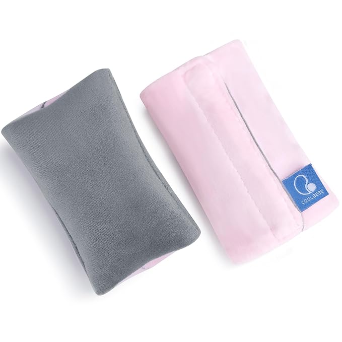 COOLBEBE Car Seat Straps Shoulder Pads for Baby Kids, Super Soft Seat Belt Covers for All Car Seats/Pushchair/Stroller/High Chair (Grey/Pink)