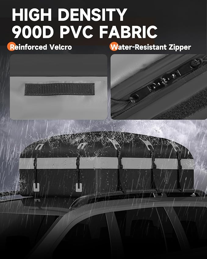 Car Rooftop Cargo Carrier Bag 30 Cubic Feet, Soft-Shell Luggage Cargo Bag Waterproof Bag, Include 2 Reinforced Straps, 6 Door Hooks, Anti-Slip Mat, Luggage Lock