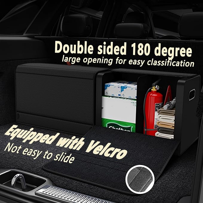 GMQ Car Trunk Organizer for SUV,Car Organizers and Storage with Collapsible Storage, Large Capacity for SUV, Truck, MPV (Carbon Black, L-21.5 * 13 * 12.5IN)