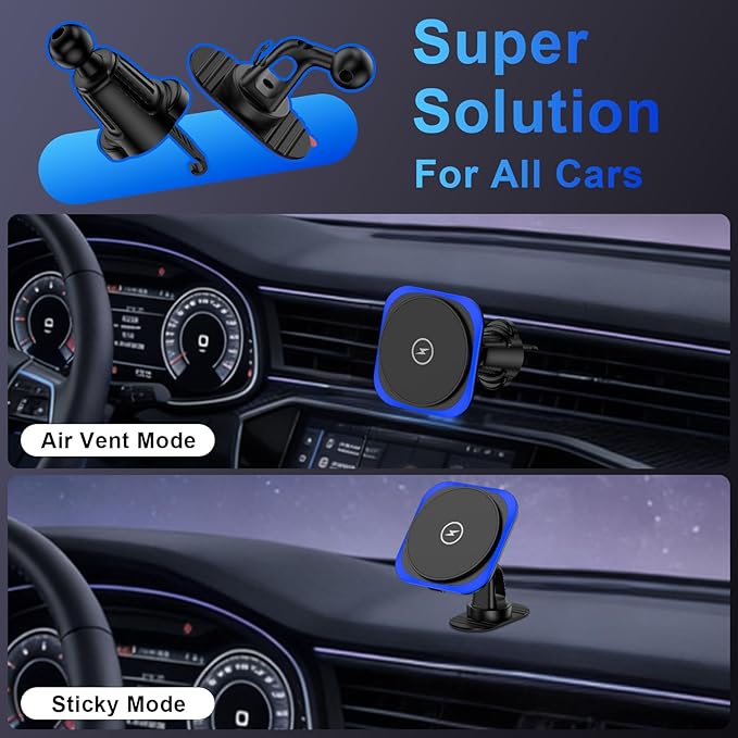 for Magsafe Car Mount Charger, 15W Magnetic Wireless Car Charger, Magnetic Car Phone Holder for iPhone 17 16 15 14 13 12 Series, Samsung Galaxy S26 Ultra S25 S24 S23 S22 S21 S20 FE, Google Pixel 10a
