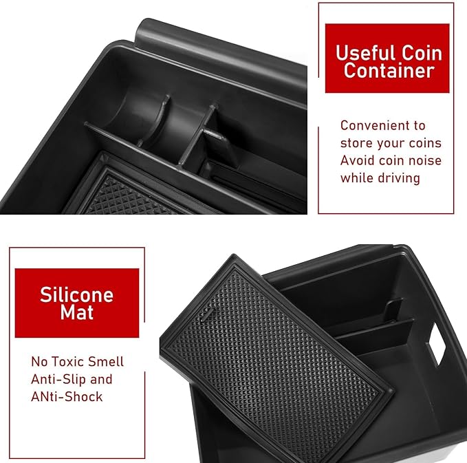 TTCR-II Compatible with 2025-2026 Volkswagen Tiguan Center Console Organizer, for 2025 2026 VW Tiguan Console Organizer Tray Secondary Storage Box