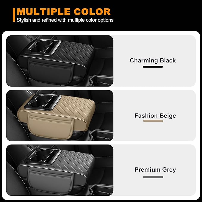 Armrest Cover for Car Fit for Jeep Wrangler - Center Console Cover with Cup Holders and 2 Storage Pockets(Beige)