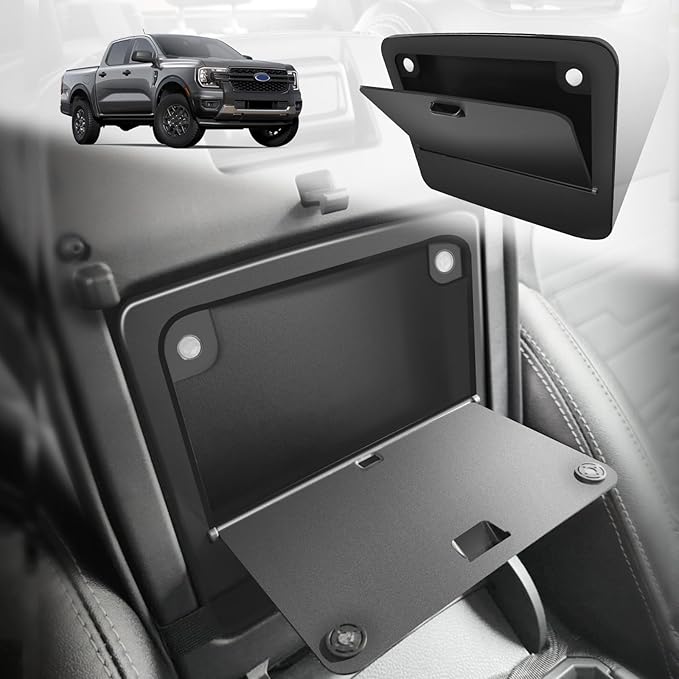 Muslogy Center Console Hidden Organizer Magnet Opening Design Compatible with Ford Ranger 2024 2025 2026 Accessories Armrest Hidden Storage Box Insert Secret Organizer Magnetic Switch