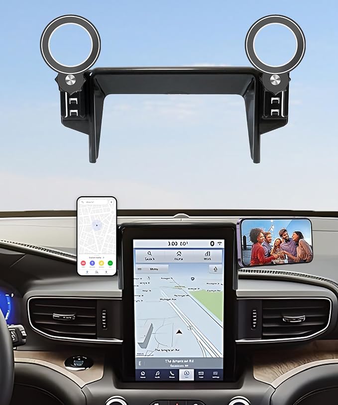 Car Phone Holder for Ford Explorer 2020 2021 2022 2023 2024 Accessories Apply to 10.1 Inch Touch Screen Fixed Clip MagSafe Passenger Cell Phone Mount Handsfree 360° Rotation