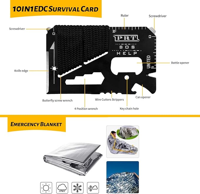 ANTARCTICA Emergency Survival Gear Kits 60 in 1, Outdoor Survival Tool with Emergency Bracelet Whistle Flashlight Pliers Pen Wire Saw for Camping, Hiking, Climbing,Car