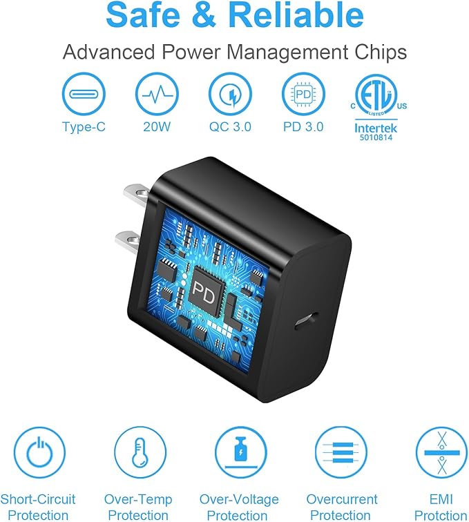 iPhone 17 16 15 Charger Fast Charging 2+2Pack 20W USB C Wall Charger with 10FT Fast Charging Cable Compatible with iPhone 17/17 Air/17 Pro/17 Pro Max/iPhone 16/15 Series, iPad Pro/AirPods-Black