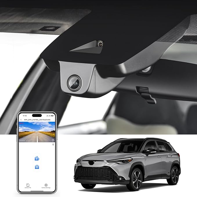 mangoal 4K Dash Cam Custom fit for Toyota Corolla Cross & Corolla Cross Hybrid 2023 2024 2025 2026 (Model A), LE L XLE, OEM Factory Look, 2160P UHD Video, Built-in WiFi & APP, 64GB Card