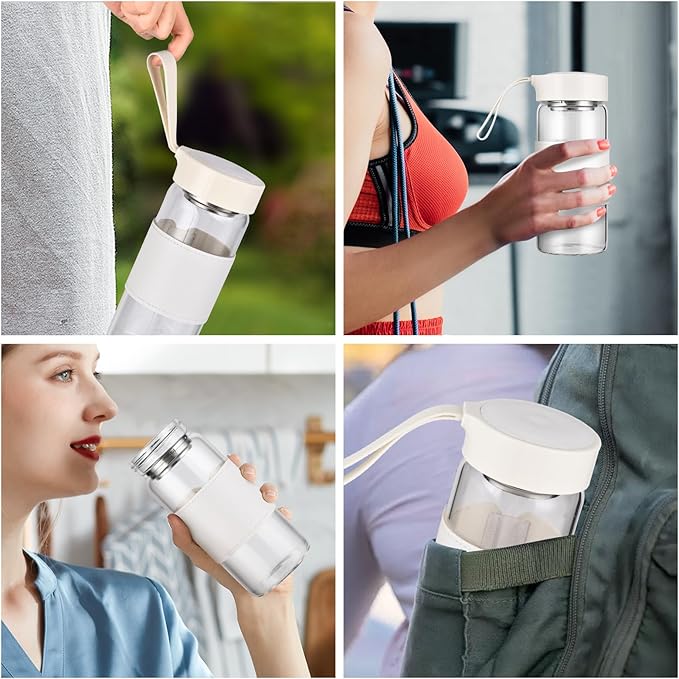 Small Glass Shaker Bottle,16oz BPA Free Odorless Shaker Bottle with 304SS Mixing Ball and Removable Cleaning Brush for Fitness & Protein Shakes(White-1Pack)
