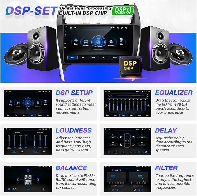 for Camry Android Radio Touch Screen Compatible with Carplay Android Auto,Car Stereo Bluetooth Navigation Media Player GPS WiFi FM/AM Rear Camera Head Unit for Toyota Camry 2012 2013 2014