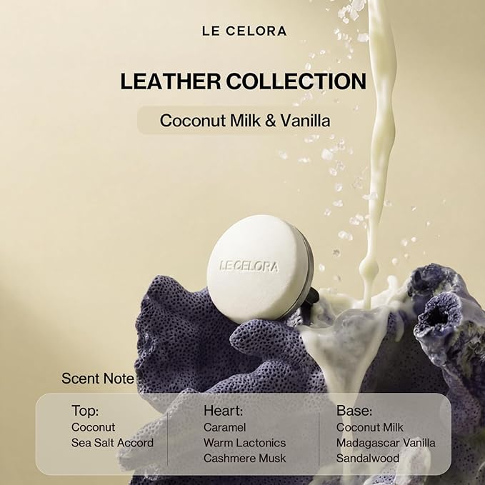 LECELORA Luxury Car Vent Air Freshener, Auto Leather Aroma Diffuser Waterless Car Fragrance, 6 Refillable Scents with 180 Days Free, Elegant Gift for All Holidays-Coco Nuage