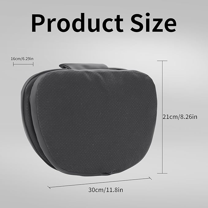 Car Headrest Pillow for Driving, Dual-Sided Leather Design Neck Pillow, Breathable Softness Neck Support, Universal Fit Head Rest Travel Pillow, Black, 1 Pack