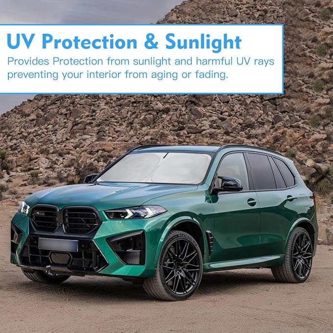 Windshield Sun Shade for BMW X5 2026 2025 2024 2023 2022 2021 2020 2019 M Sport xLine Front Window Sunshade SUV Accessories Fodable Sun Visor UV Protector Shade Heat Shield Cover