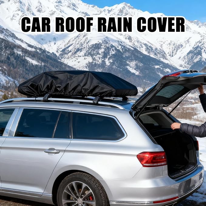 Car Roof Rack Cargo Cover, Waterproof Storage Protector Bag, Heavy-Duty Travel Organizer, Roof Cargo Cover with Secure Strap System, Luggage Shield for Camping Vehicle SUV Automotive Use