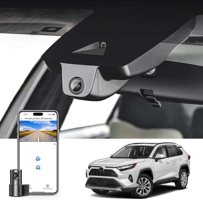 mangoal Front 4K & Rear 1080p Dash Cam Custom for Toyota RAV4 & RAV4 Hybrid 2022 2023 2024 2025 (Model B) with Vent Hole,LE Limited SE Adventure XLE Premium XSE,OEM Look,UHD 2160P Video,128GB Card