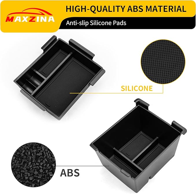 Center Console Organizer Compatible with 2022-2025 2026 Ford Maverick Console Tray ABS Plastic Armrest Storage Box with Silicone Pad 2024 Maverick Accessories (Upper and Lower)
