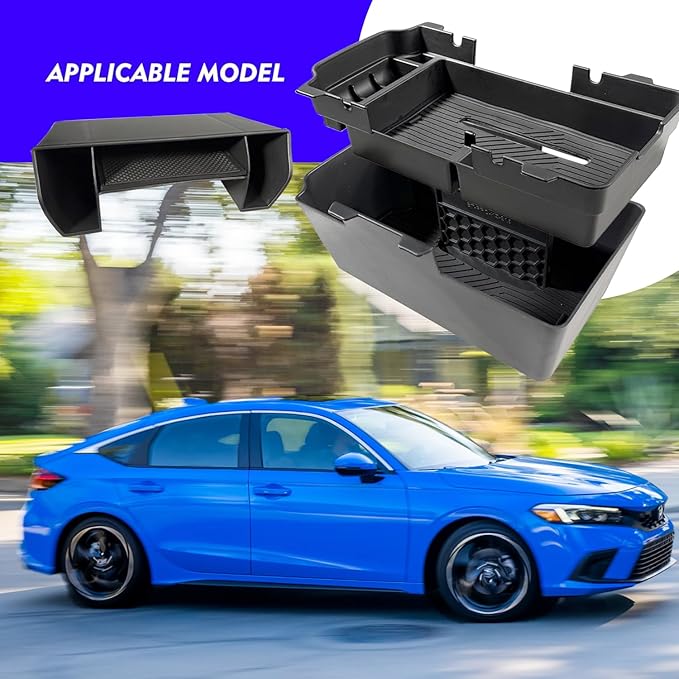 2025 2026 Civic Double Center Console Organizer Tray for 2022-2026 Honda Civic 11th Gen Sedan Hatchback LX EX Sport 2025 Accessories Civic 2026 Central Console Organizer Insert Tray(2pcs)