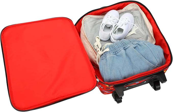 Bioworld Cars Lightning McQueen Kids' 4-Piece Travel Set With Suitcase, Duffle Bag, Toiletries Case, and Luggage Tag