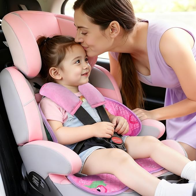 Car Seat Potty Training Protector, 2 Pack Waterproof Piddle Pad Carseat for Baby Toddlers, Leak-Proof Car Seat Liner with Non-Slip & 2 Strap Covers, Machine Washable - Pink