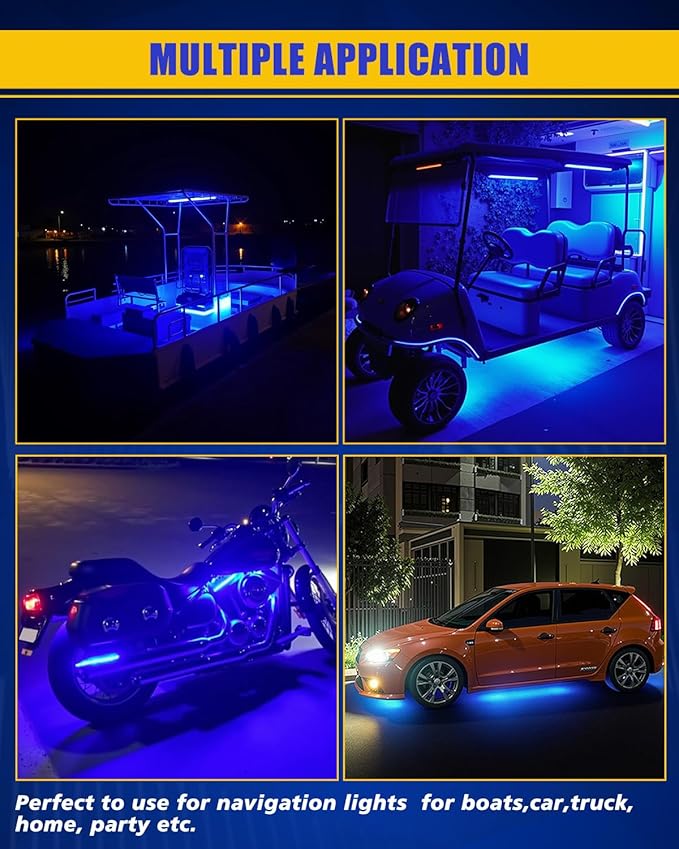 Car Led Light Strip,Blue Interior Lights for Trucks 30CM 15 SMD IP67 Waterproof Car Underglow Lights for Car Motorcycles Boat Golf Cart Home Decoration with 3M Tape(6PCS)