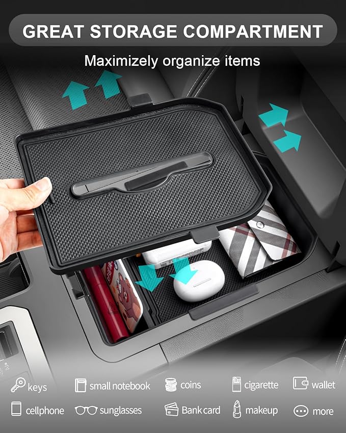 CDEFG 2PCS for 2024 2025 Land Cruiser Center Console Organizer Tray 2024 2025 Land Cruiser Accessories Middle Console Organizer with Tissue Slot Storage Box(for Trims W/O Cool Box Only)