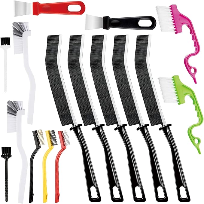 16 Pcs Crevice Cleaning Brush, Corner Brush, Screen Cleaner Brush, Cleaning Tools for Housekeeping, Garbage Disposal Cleaner Brush, Window Track Cleaning Tools, Kitchen (16Pieces)
