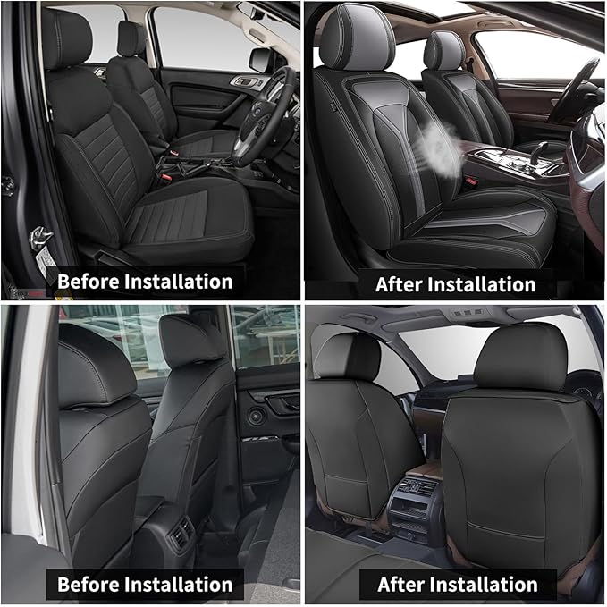 Car Seat Covers Fit for Kia Sorento 2007-2023 2024 2025 Custom Faux Leather Front Set Breathable Seat Cover Fit for Sorento (2 Seat,Black&Grey)