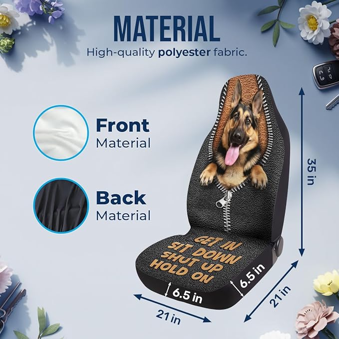 GENANY German Shepherd Car Seat Covers Set of 2, Breathable Front Seat Covers for Truck Sedan SUV, Dogs Themed Car Accessories, Dogs Gift for Women Men