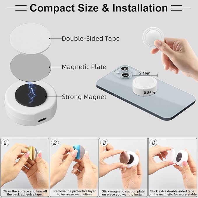 4PCS Wireless Car LED Lights with Remote Control, 16 Colors Interior Car Led Puck Lights, Rechargeable Ambient Lighting Kit with Dimmer & Timer, Inside Night Lamp for Vehicle Home Decoration