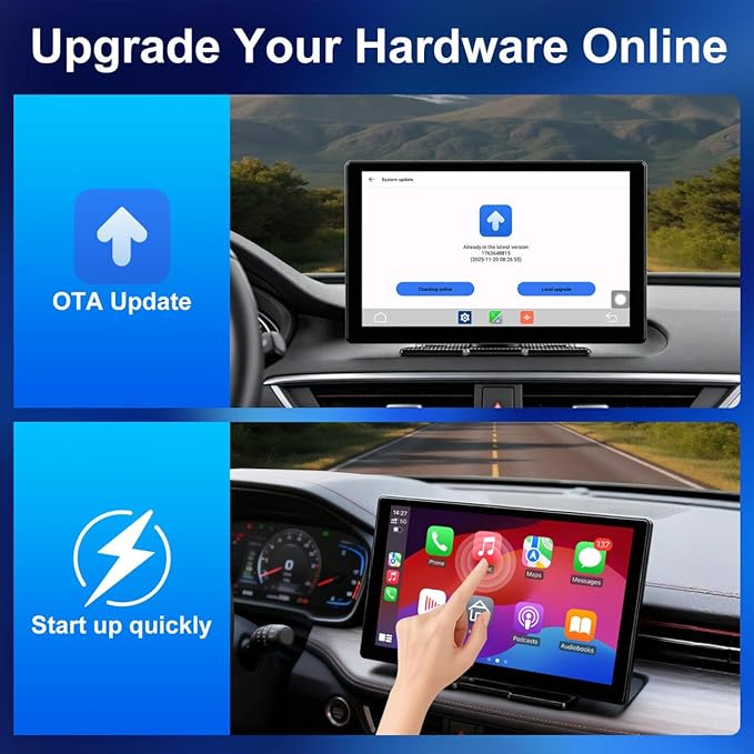 9" Upgraded Wireless Carplay Screen for Car, Built-in Apps Net-Flix YouTube Tiktok, Portable AI Magic Box for Apple Car Play & Android Auto Screen with HD Backup Camera, Voice Assistant, OTA Updates