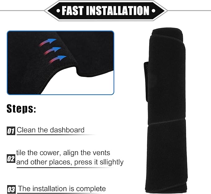Dashboard Cover Compatible for Dodge Charger 2005-2007, Nonslip Polyester Black Dash Cover Mat Dash Board Protector Cover