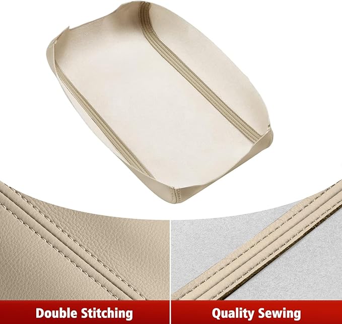 KBH Center Console Armrest Cover Upholstery for Toyota Camry 2012 2013 2014 2015 2016 2017, Vinyl Leather Middle Console Replacement Covering, Ivory Tan (Leather Part Only)