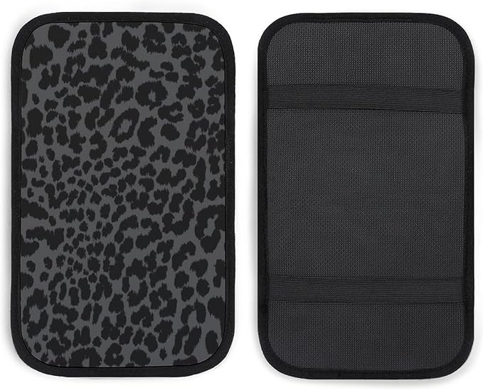 for Dark Gray Black Leopard Cheetah Print Car Handrail Box Cushion,Anti Slip Car Center Console Cover Universal Fit for Most Cars,Trucks and SUV