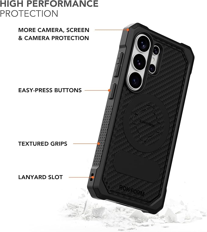 Rokform Rugged Case for Galaxy S26 Ultra, Magnetic Cover, Drop Tested Armor (Black)
